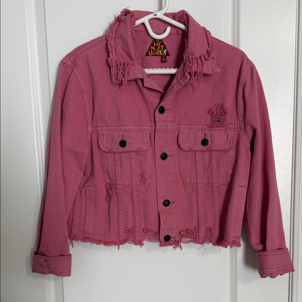 Signature8 Rose Distressed Jean Jacket